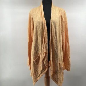EILEEN Fisher linen cotton blend open front cardigan pale orange